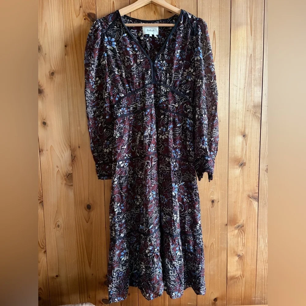 ba&sh Gigi print midi dress in Carbone floral Size S